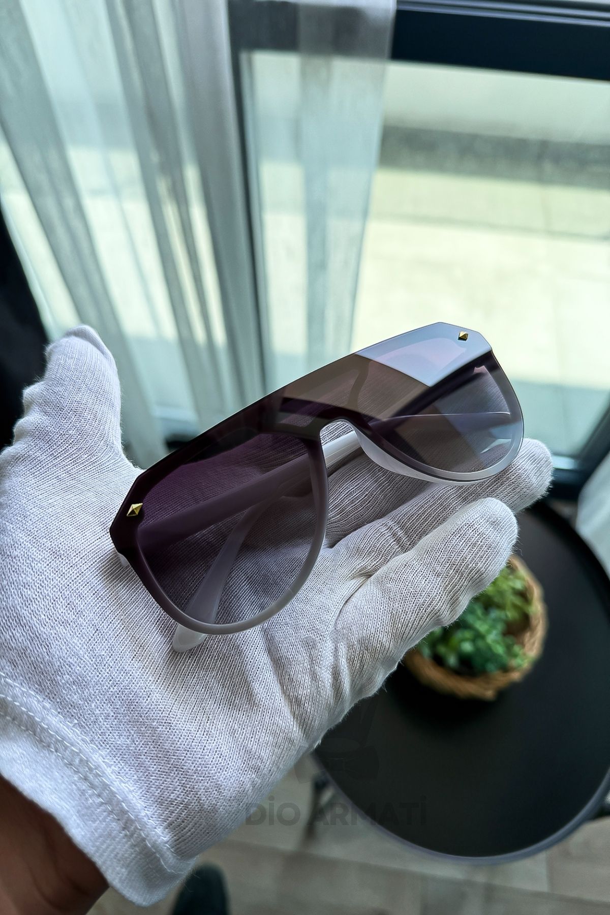 Güneş Gözlüğü Kadın & Erkek Uv400 Cam Ce Belgeli Bej Unisex Model-10 Beyaz