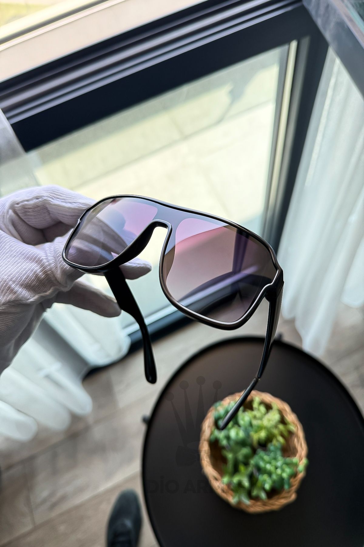 Güneş Gözlüğü Kadın & Erkek Uv400 Cam Ce Belgeli Bej Unisex Model-13 Siyah