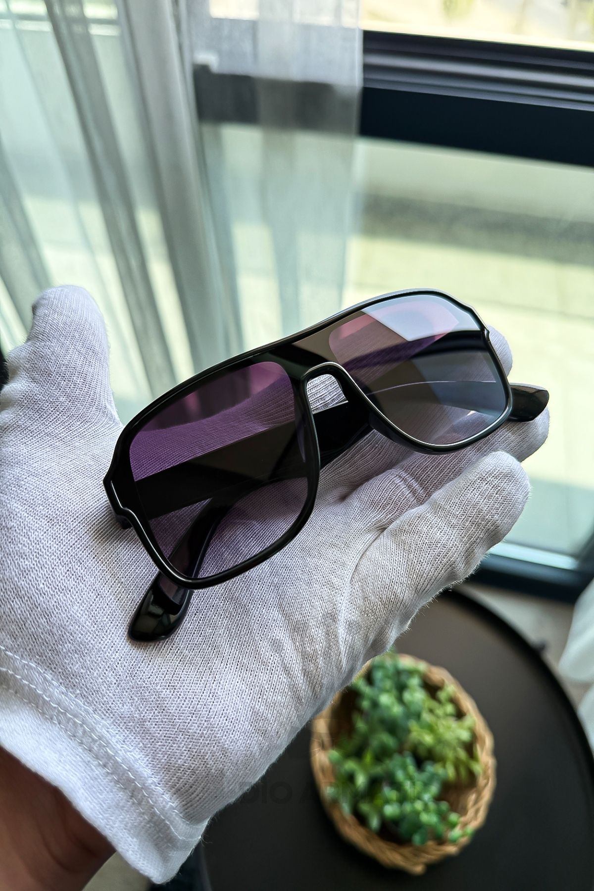 Güneş Gözlüğü Kadın & Erkek Uv400 Cam Ce Belgeli Bej Unisex Model-13 Siyah