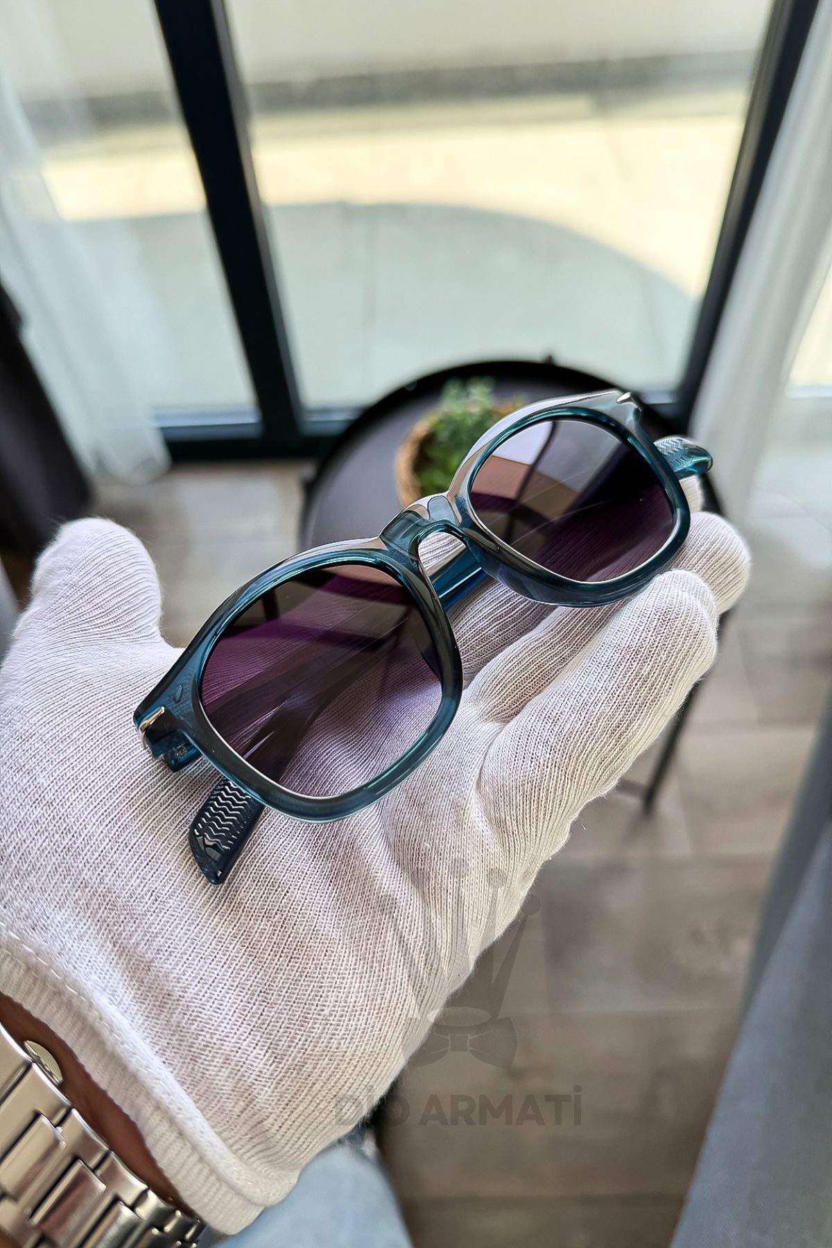 Güneş Gözlüğü Kadın & Erkek Uv400 Cam Ce Belgeli Bej Unisex Model-1 Mavi
