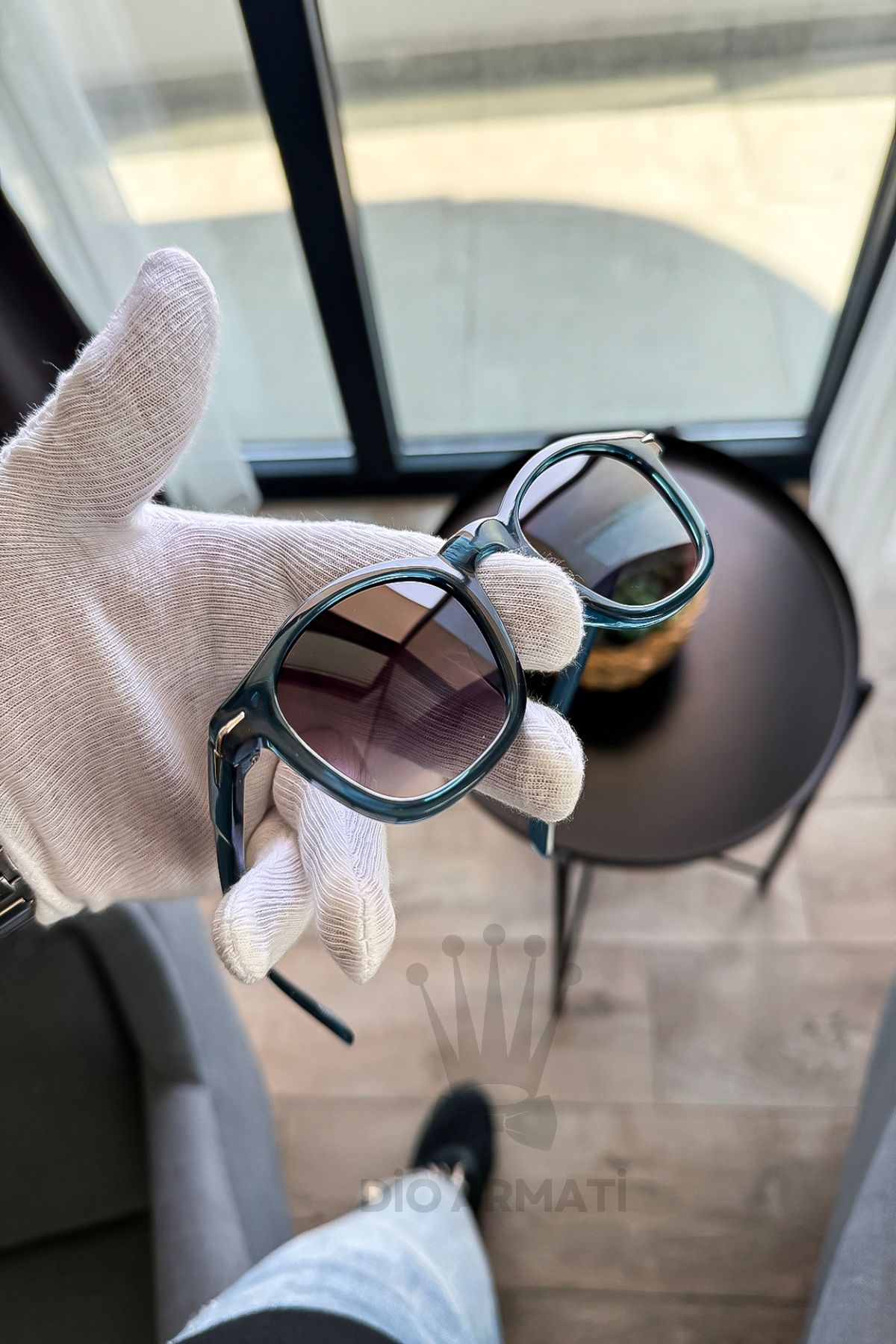 Güneş Gözlüğü Kadın & Erkek Uv400 Cam Ce Belgeli Bej Unisex Model-1 Mavi