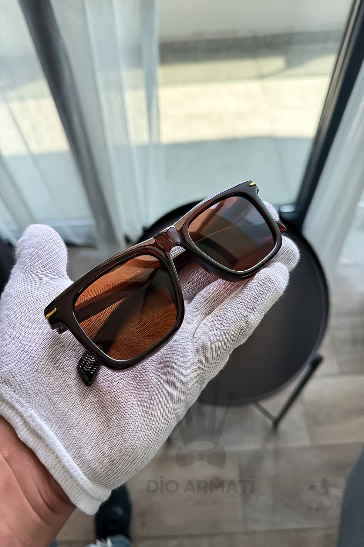 Güneş Gözlüğü Kadın & Erkek Uv400 Cam Ce Belgeli Bej Unisex Model-15 Kahverengi