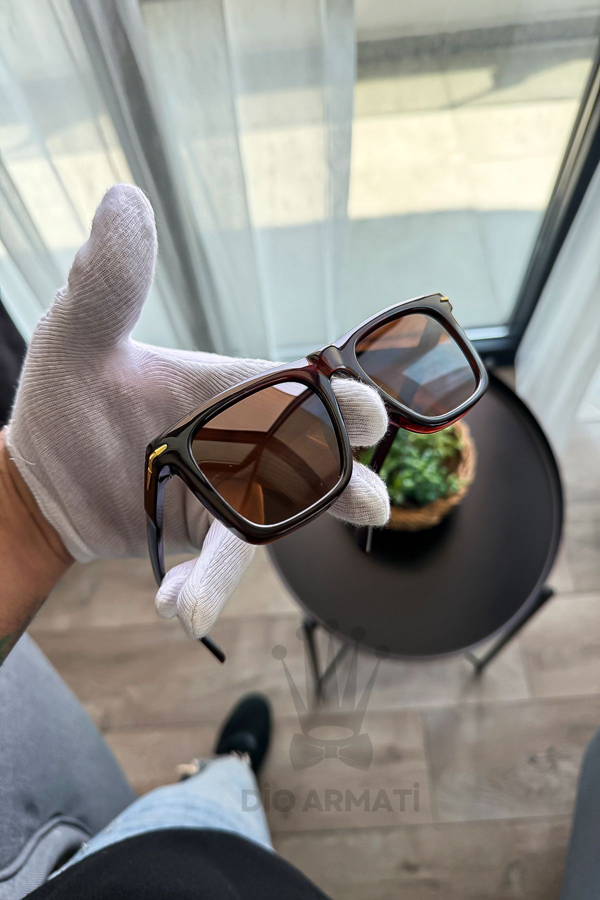 Güneş Gözlüğü Kadın & Erkek Uv400 Cam Ce Belgeli Bej Unisex Model-15 Kahverengi