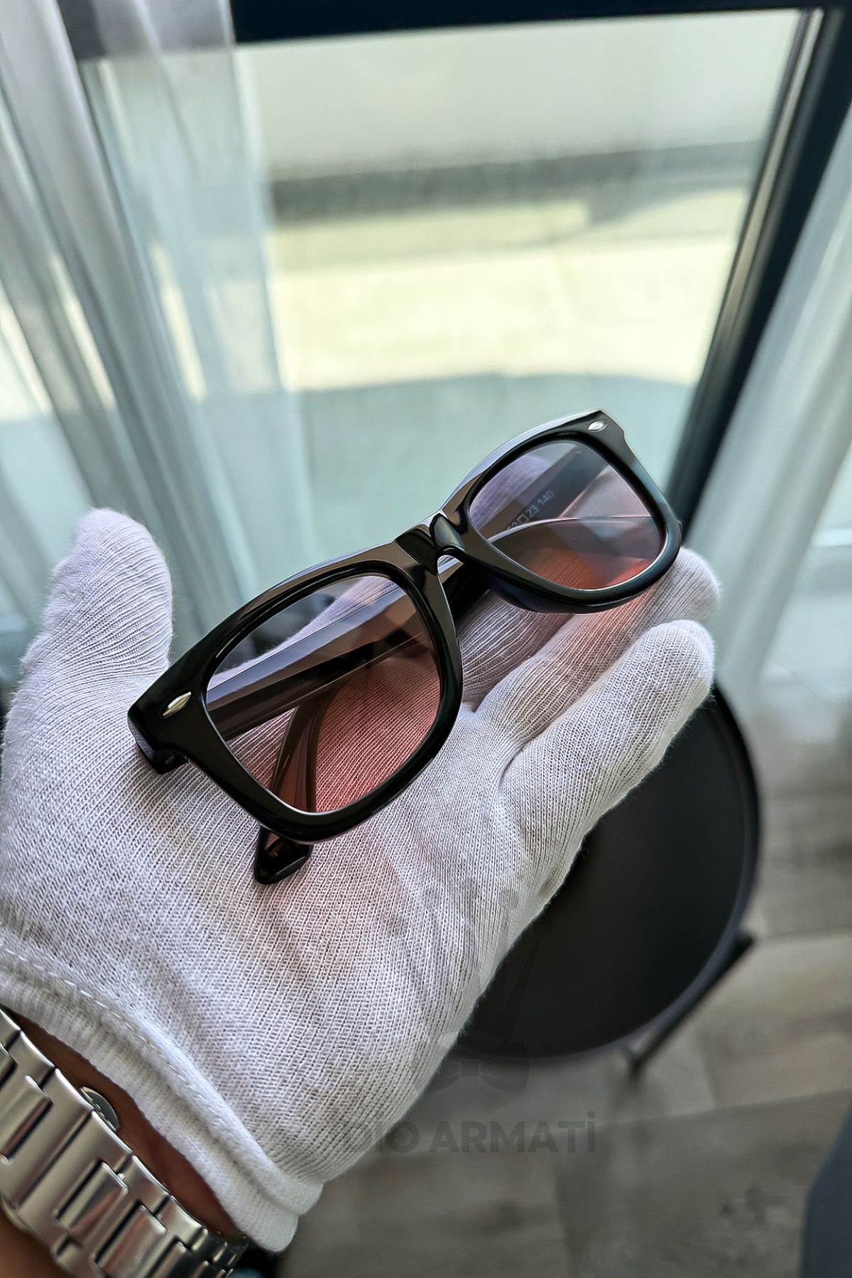 Güneş Gözlüğü Kadın & Erkek Uv400 Cam Ce Belgeli Bej Unisex Model-16 Siyah