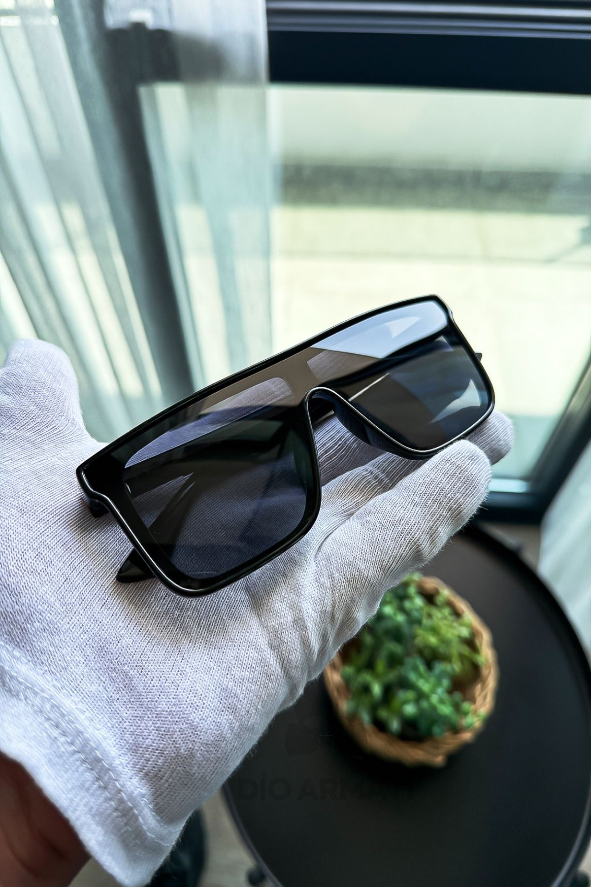 Güneş Gözlüğü Kadın & Erkek Uv400 Cam Ce Belgeli Bej Unisex Model-17 Siyah