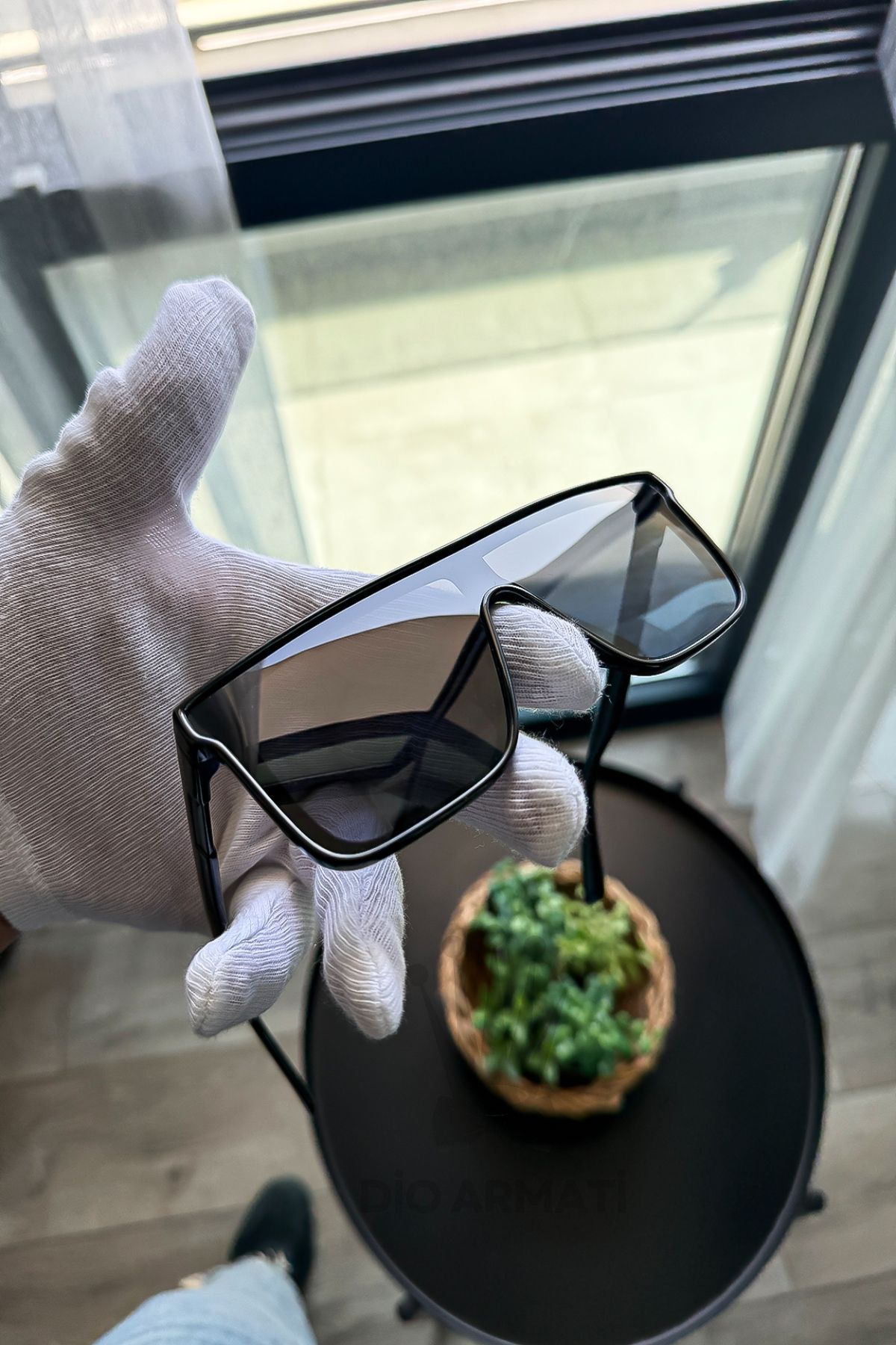 Güneş Gözlüğü Kadın & Erkek Uv400 Cam Ce Belgeli Bej Unisex Model-17 Siyah