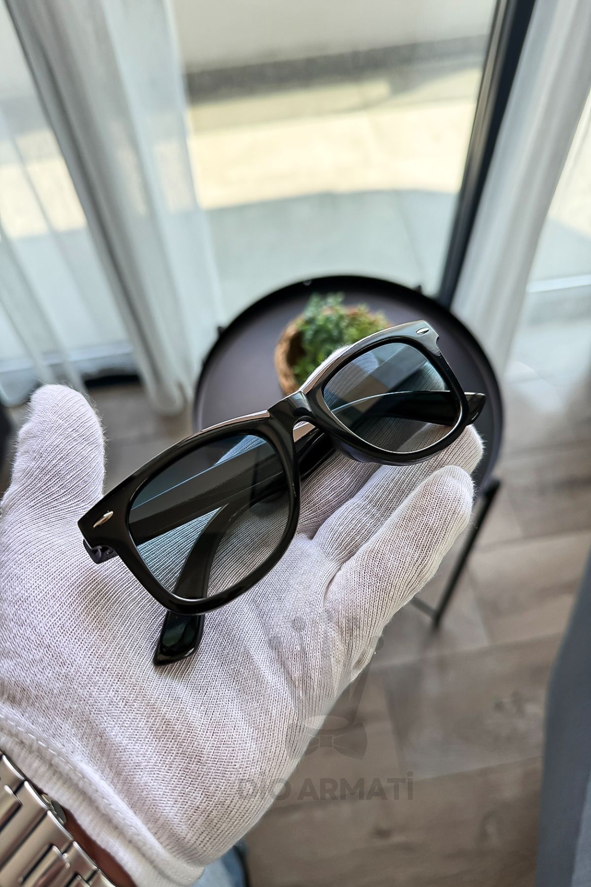 Güneş Gözlüğü Kadın & Erkek Uv400 Cam Ce Belgeli Bej Unisex Model-19 Siyah