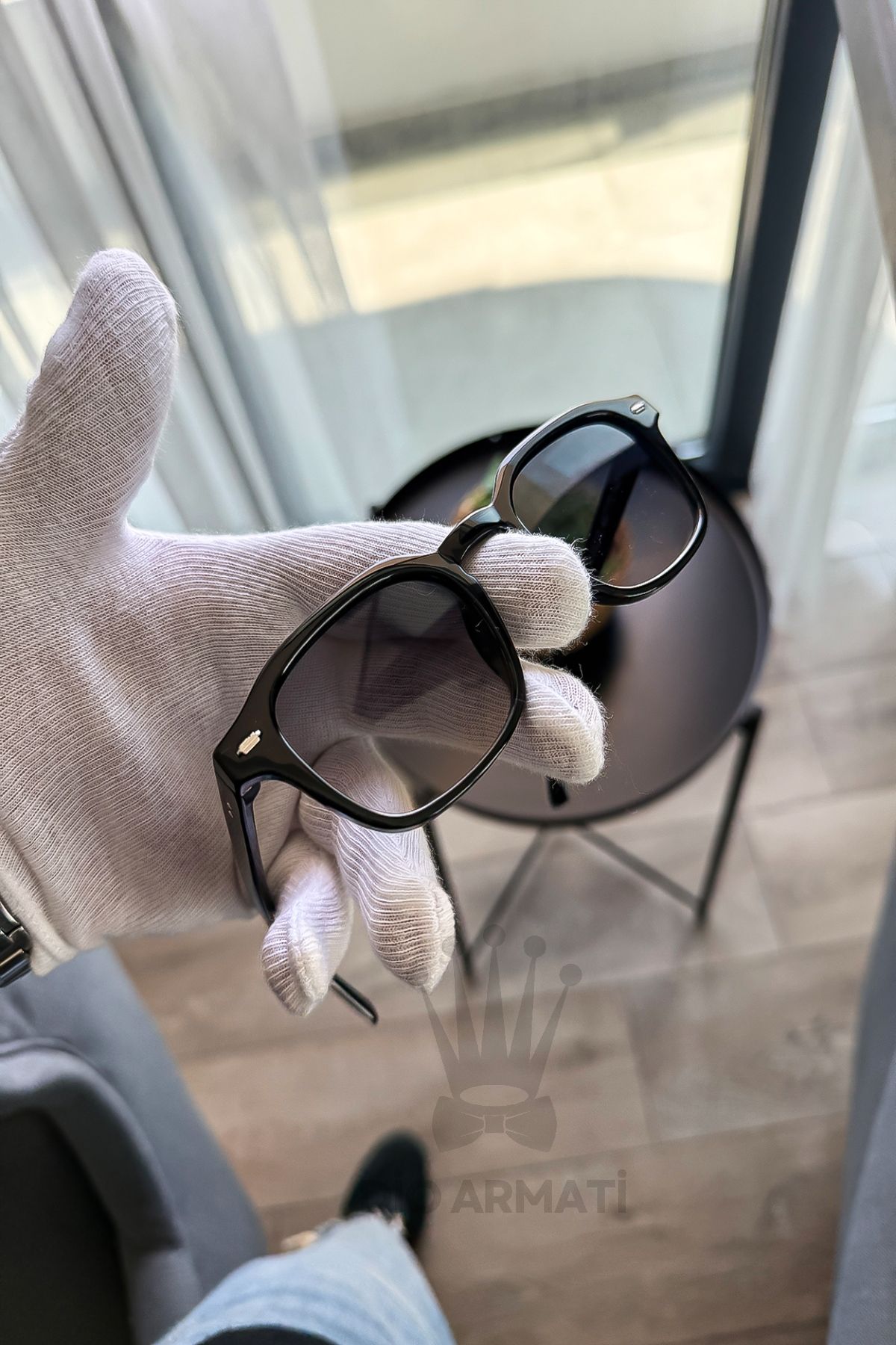 Güneş Gözlüğü Kadın & Erkek Uv400 Cam Ce Belgeli Bej Unisex Model-30 Siyah