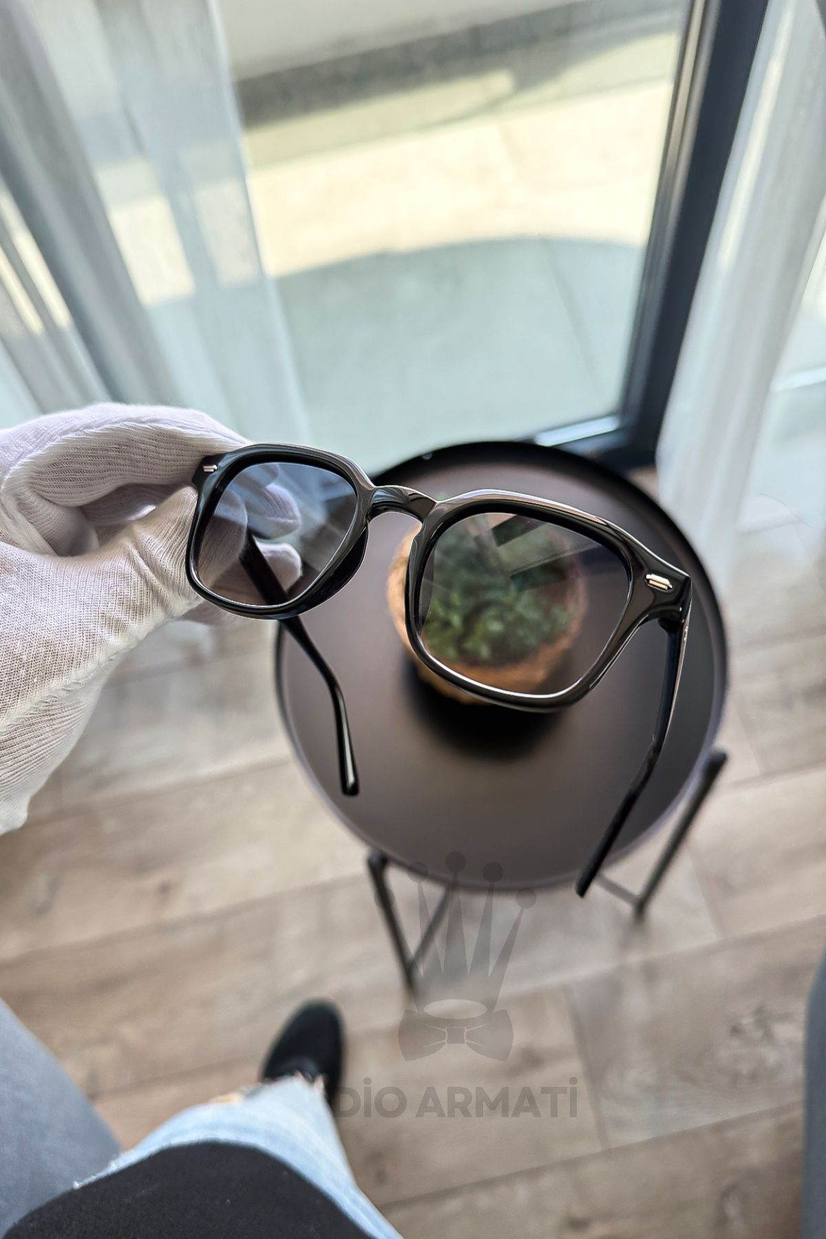 Güneş Gözlüğü Kadın & Erkek Uv400 Cam Ce Belgeli Bej Unisex Model-30 Siyah