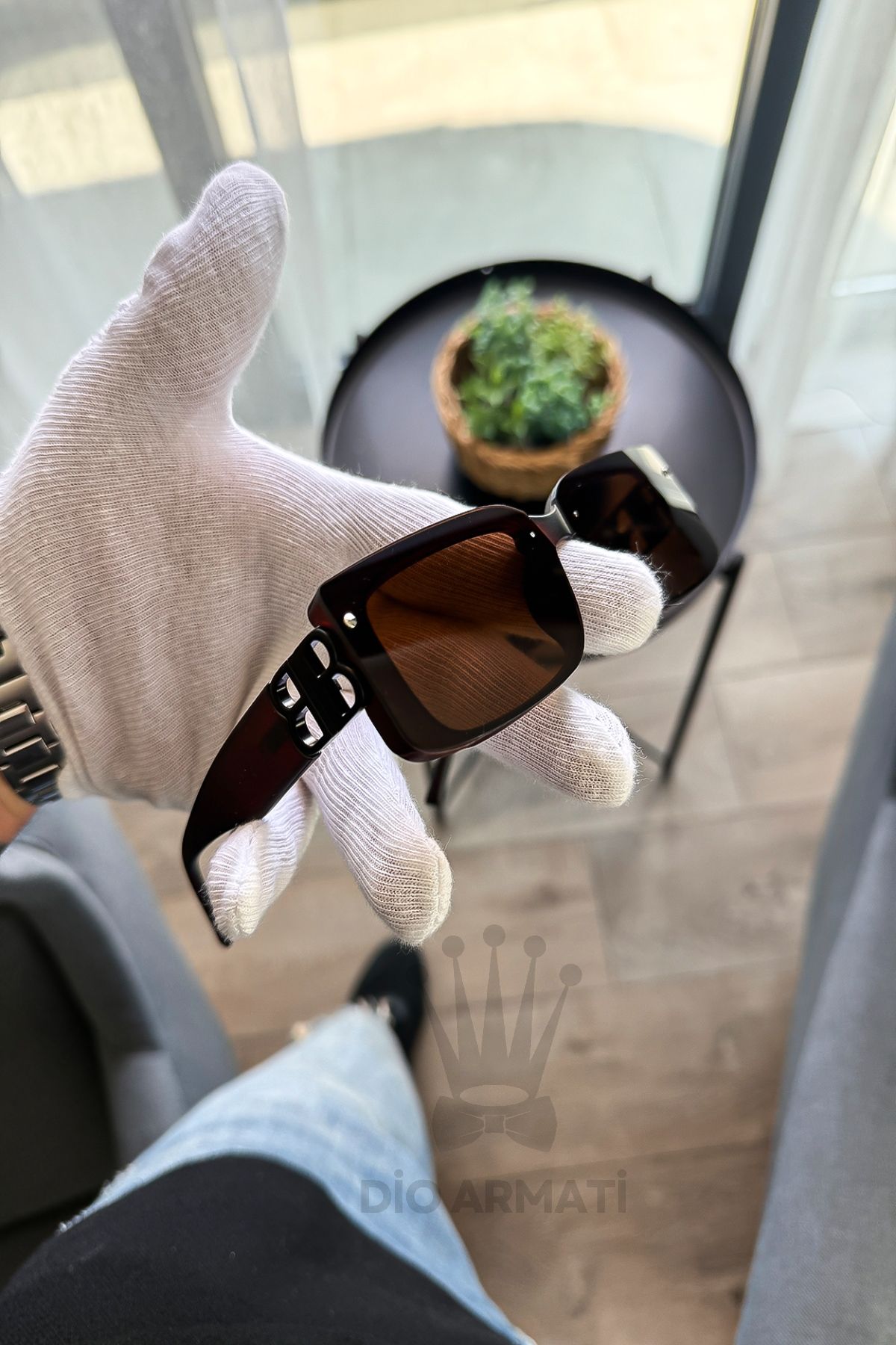Güneş Gözlüğü Kadın & Erkek Uv400 Cam Ce Belgeli Bej Unisex Model-32 Kahverengi