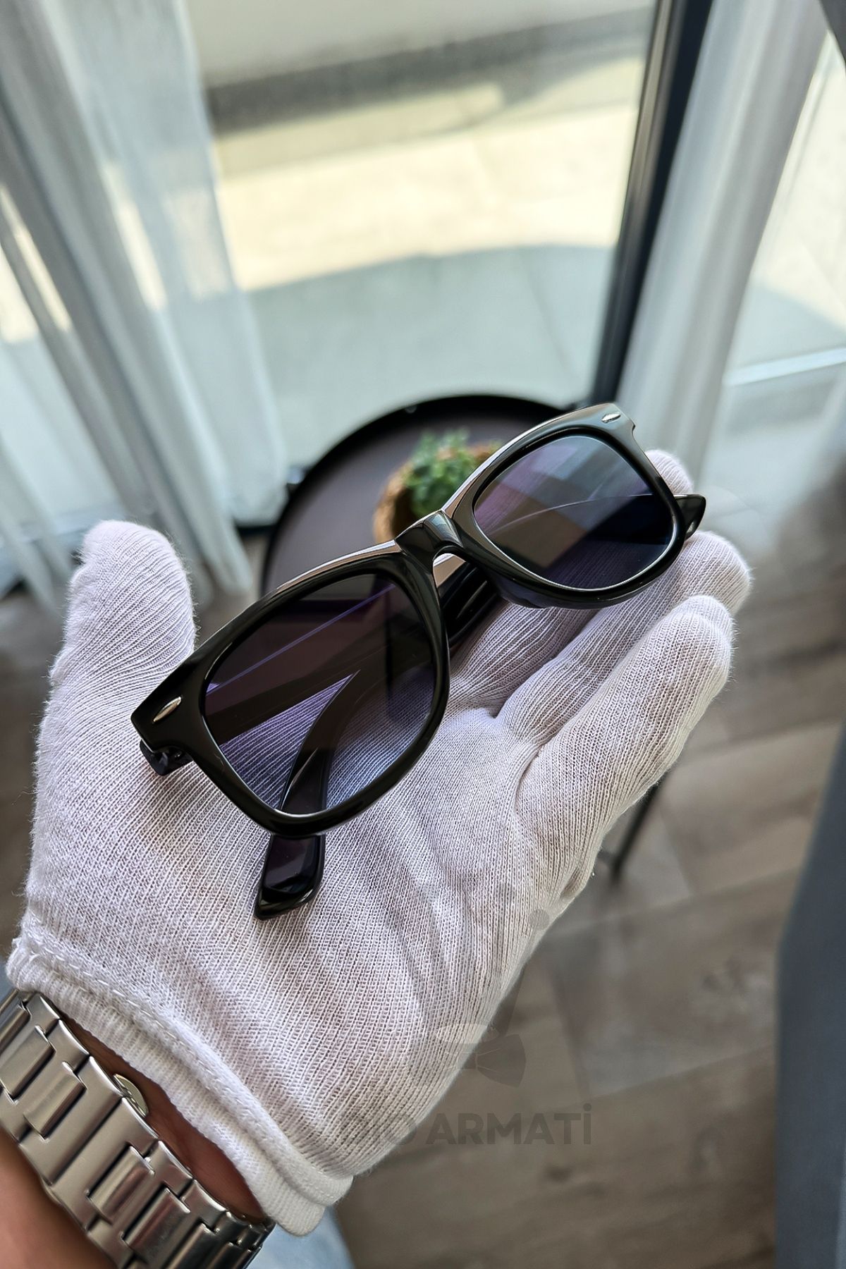 Güneş Gözlüğü Kadın & Erkek Uv400 Cam Ce Belgeli Bej Unisex Model-33 Siyah