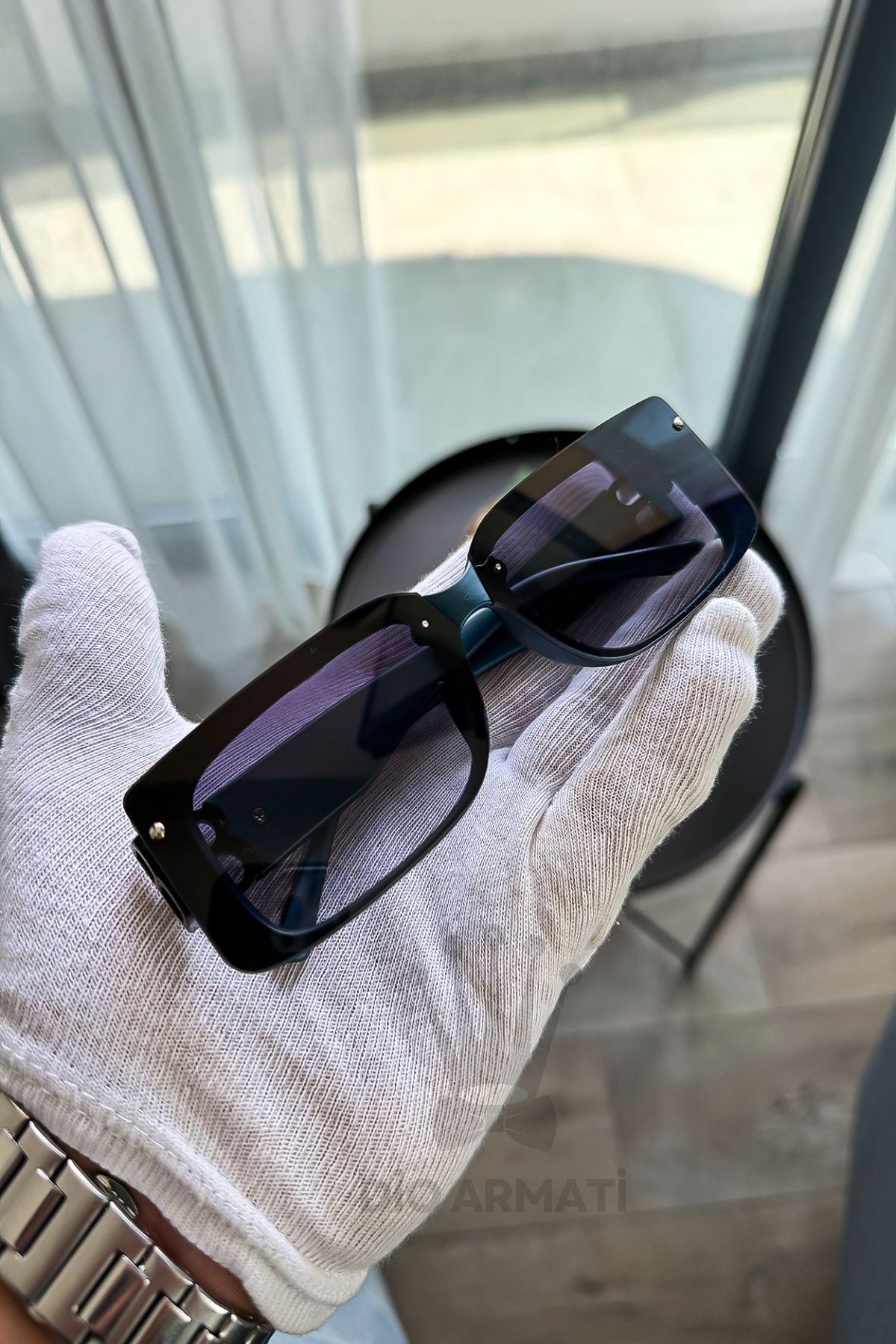 Güneş Gözlüğü Kadın & Erkek Uv400 Cam Ce Belgeli Bej Unisex Model-34 Mavi