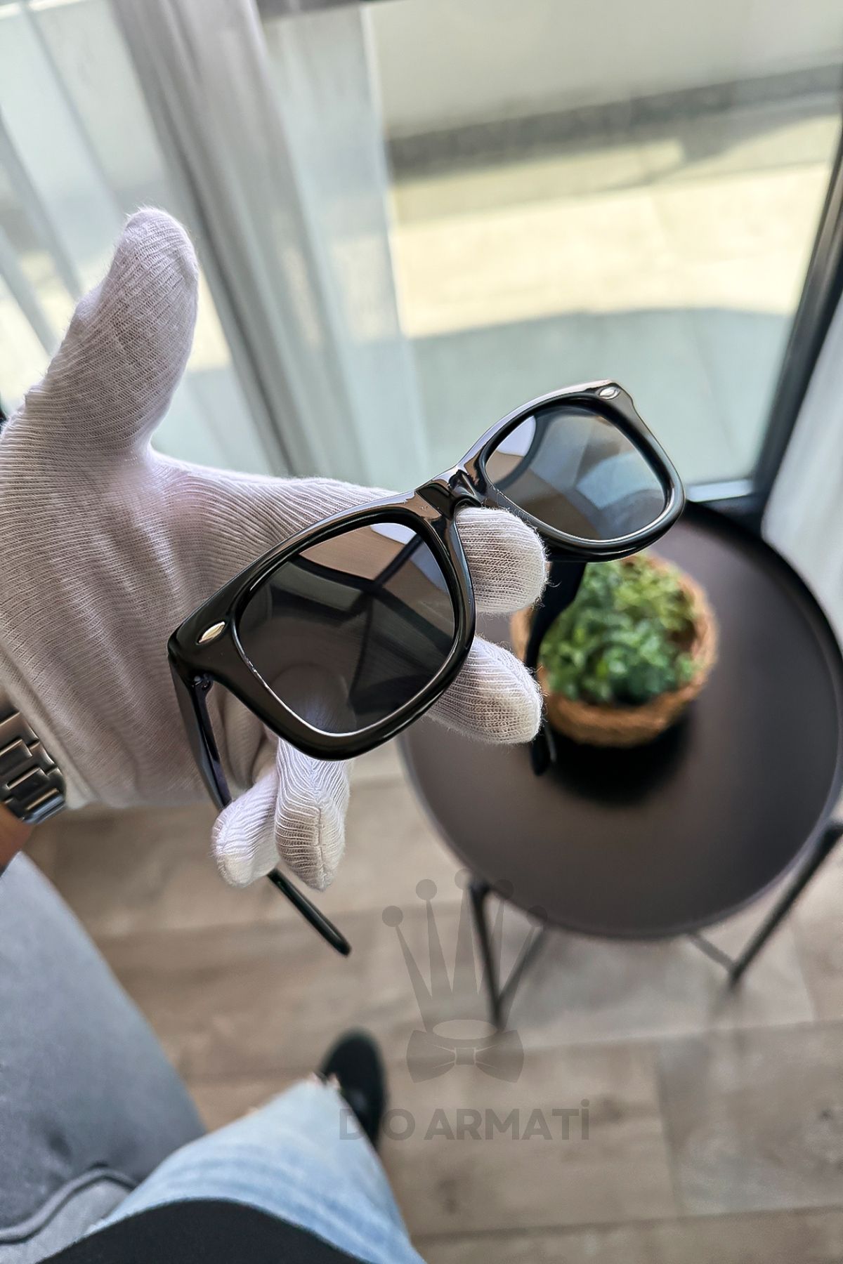 Güneş Gözlüğü Kadın & Erkek Uv400 Cam Ce Belgeli Bej Unisex Model-39 Siyah