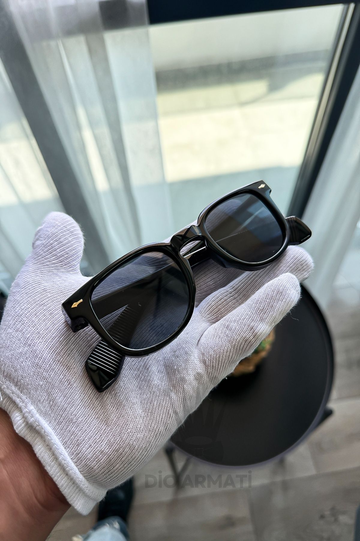 Güneş Gözlüğü Kadın & Erkek Uv400 Cam Ce Belgeli Bej Unisex Model-40 Siyah