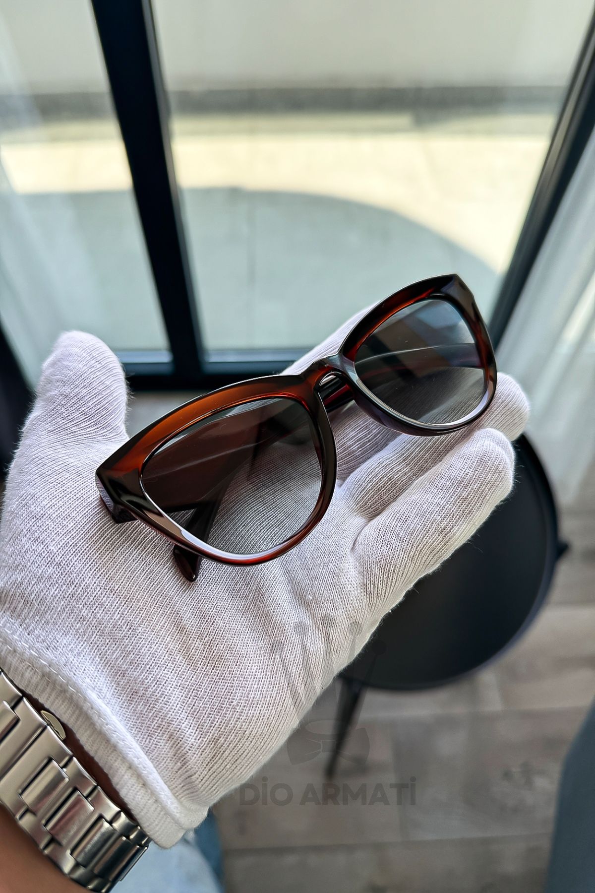 Güneş Gözlüğü Kadın & Erkek Uv400 Cam Ce Belgeli Bej Unisex Model-49 Kahverengi̇
