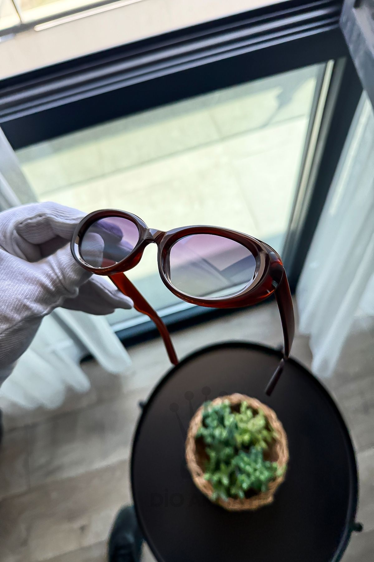 Güneş Gözlüğü Kadın & Erkek Uv400 Cam Ce Belgeli Bej Unisex Model-51 Kırmızı