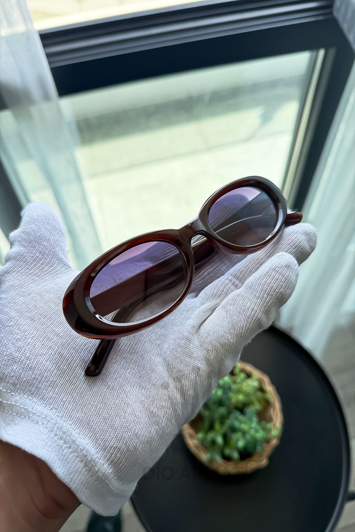 Güneş Gözlüğü Kadın & Erkek Uv400 Cam Ce Belgeli Bej Unisex Model-51 Kırmızı