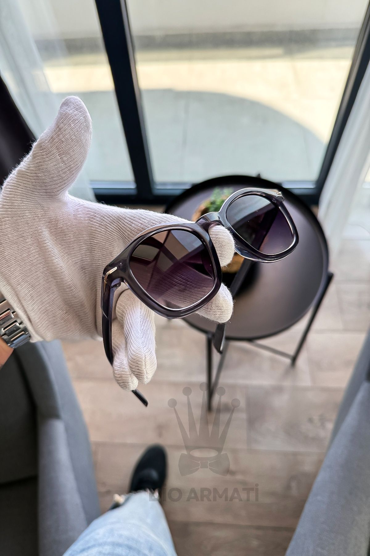 Güneş Gözlüğü Kadın & Erkek Uv400 Cam Ce Belgeli Bej Unisex Model-53 Siyah