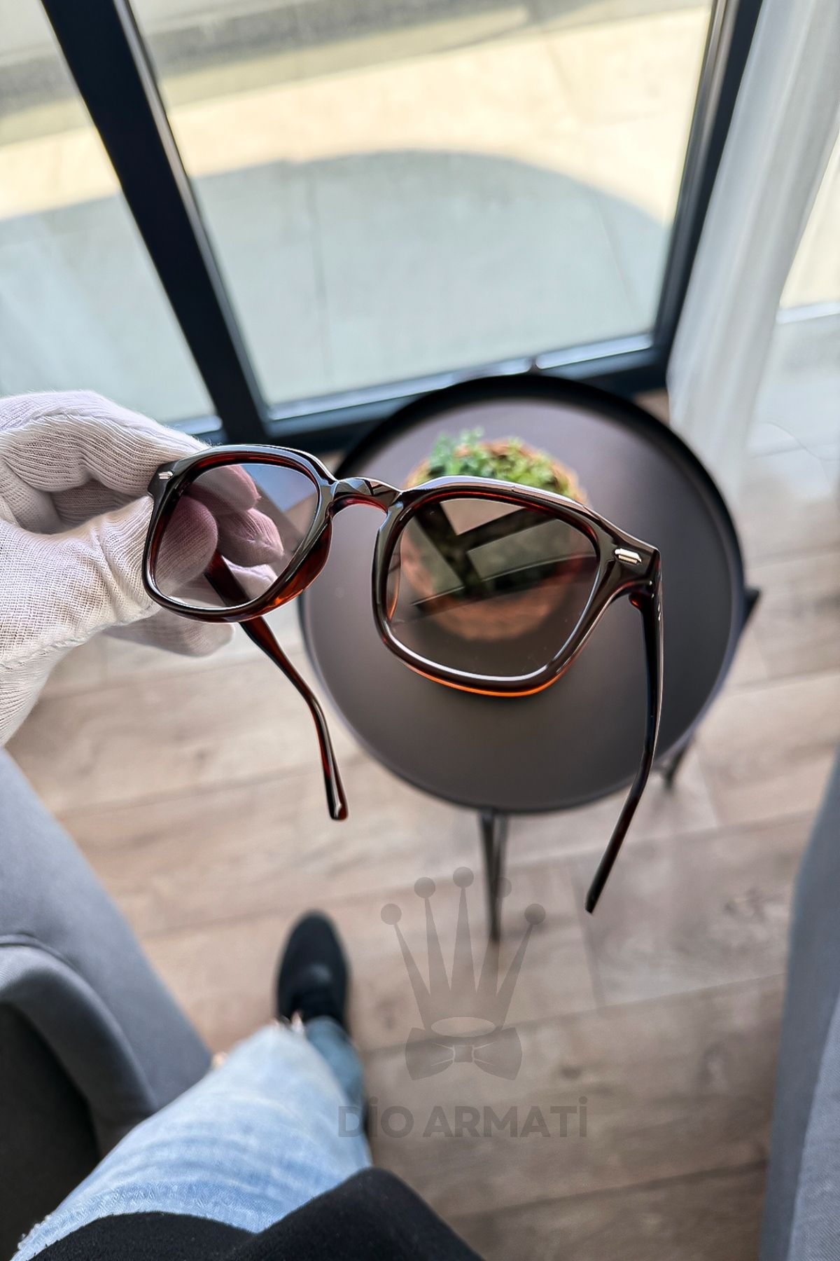 Güneş Gözlüğü Kadın & Erkek Uv400 Cam Ce Belgeli Bej Unisex Model-5 Kahverengi
