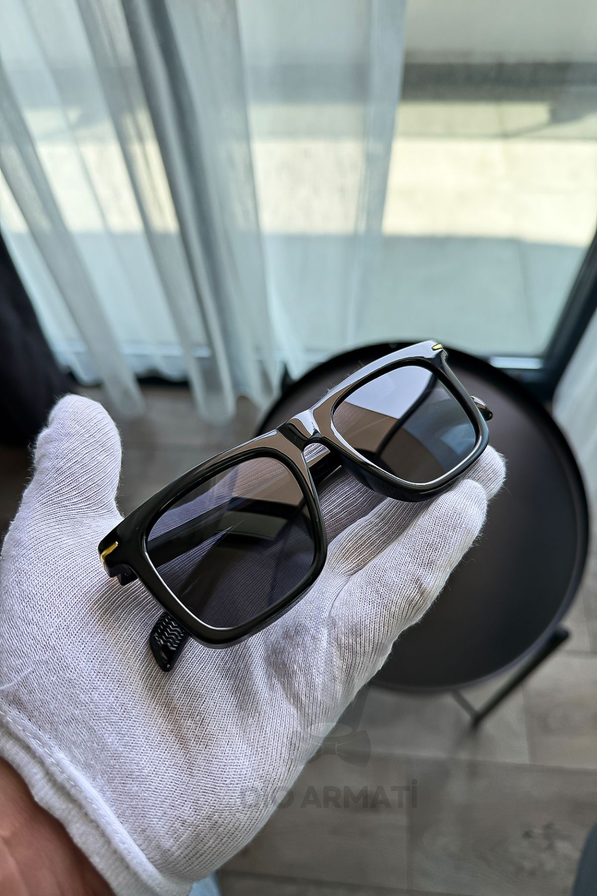 Güneş Gözlüğü Kadın & Erkek Uv400 Cam Ce Belgeli Bej Unisex Model-56 Siyah