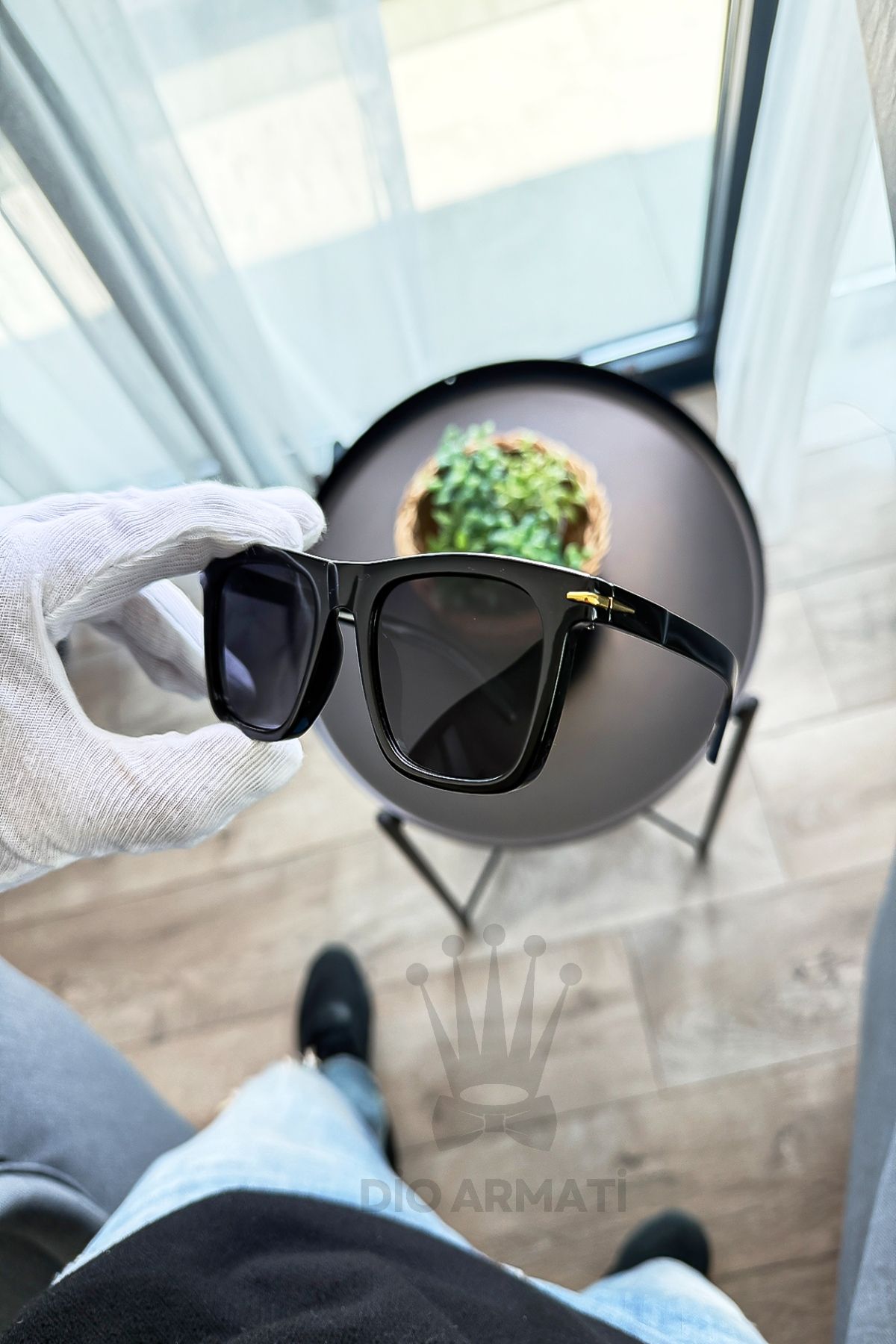 Güneş Gözlüğü Kadın & Erkek Uv400 Cam Ce Belgeli Bej Unisex Model-56 Siyah