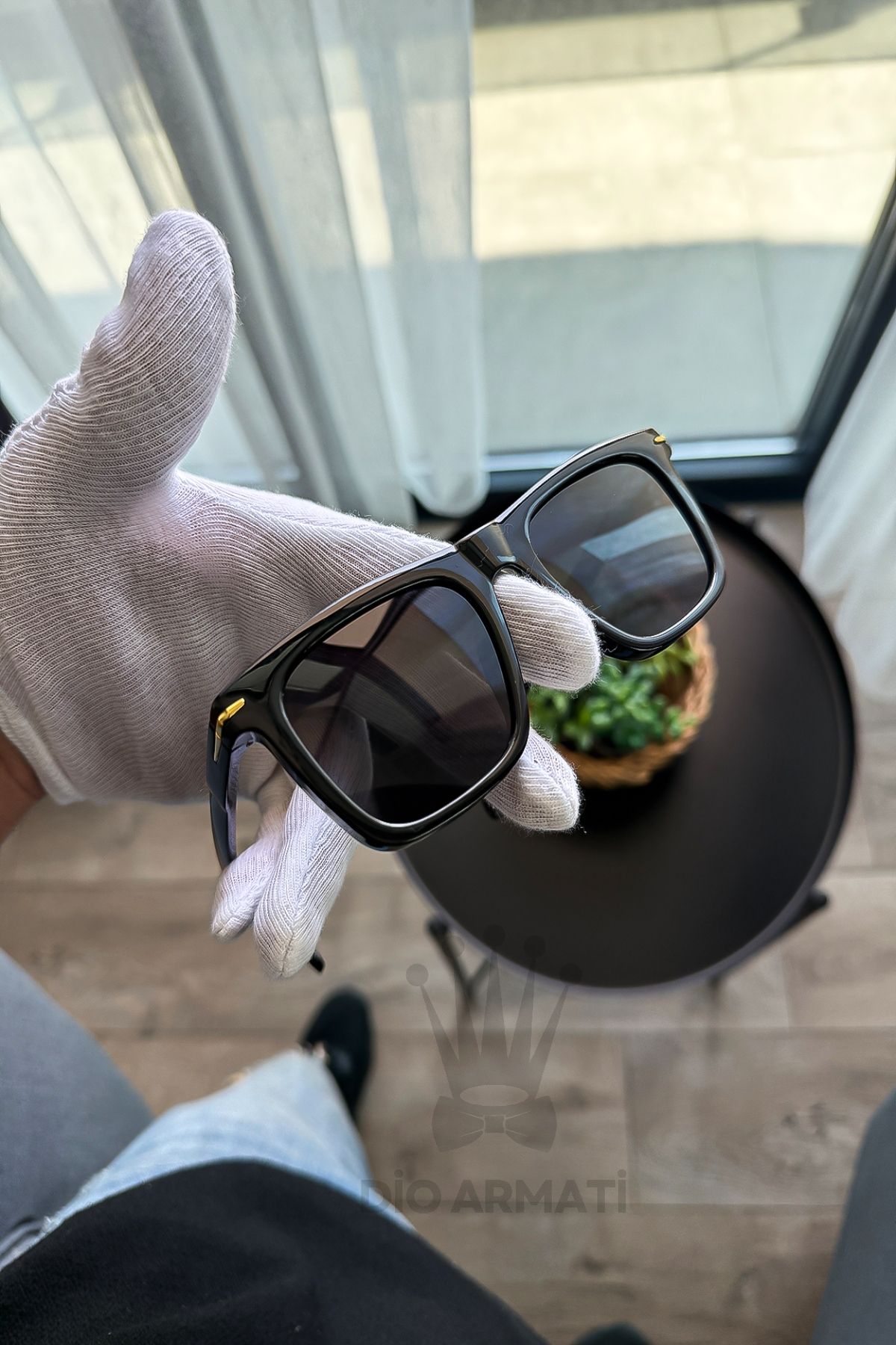 Güneş Gözlüğü Kadın & Erkek Uv400 Cam Ce Belgeli Bej Unisex Model-56 Siyah