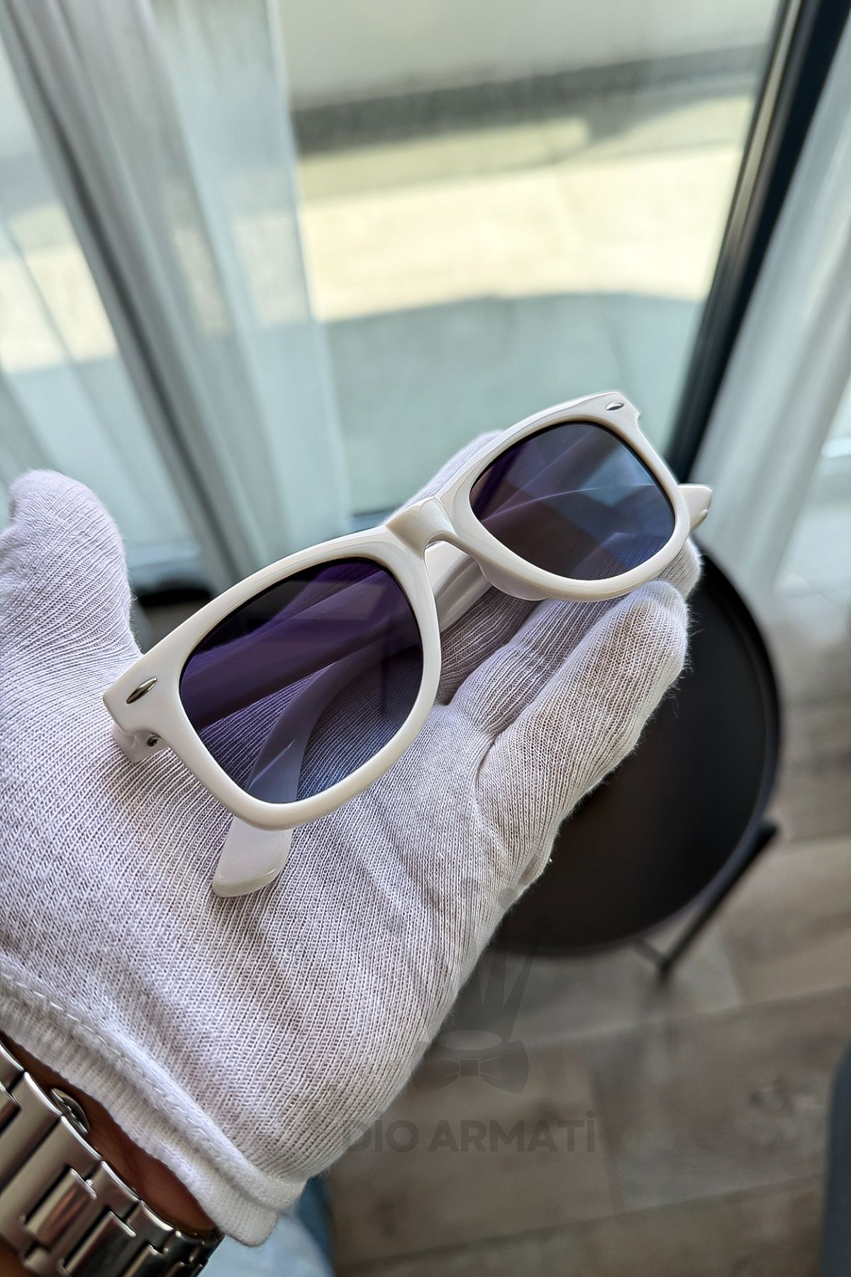 Güneş Gözlüğü Kadın & Erkek Uv400 Cam Ce Belgeli Bej Unisex Model-59 Krem
