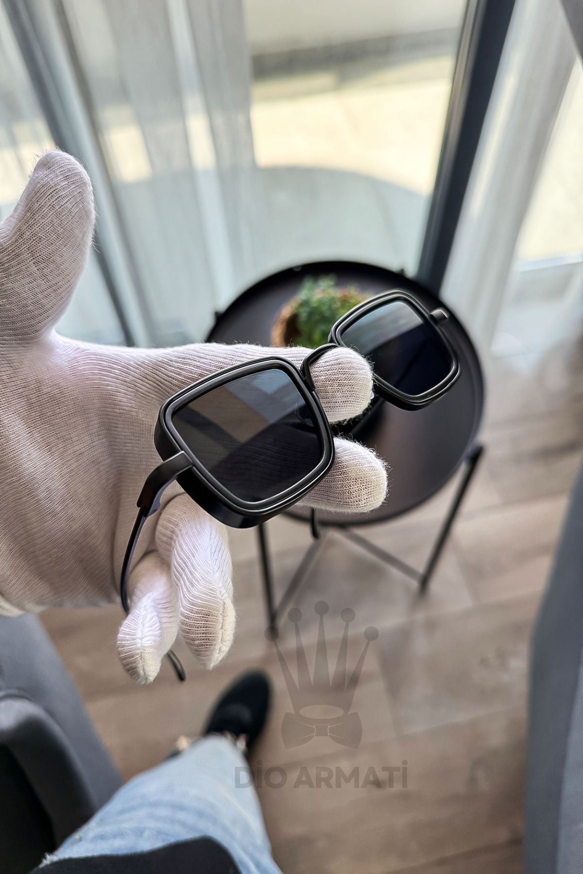 Güneş Gözlüğü Kadın & Erkek Uv400 Cam Ce Belgeli Bej Unisex Model-64 Siyah