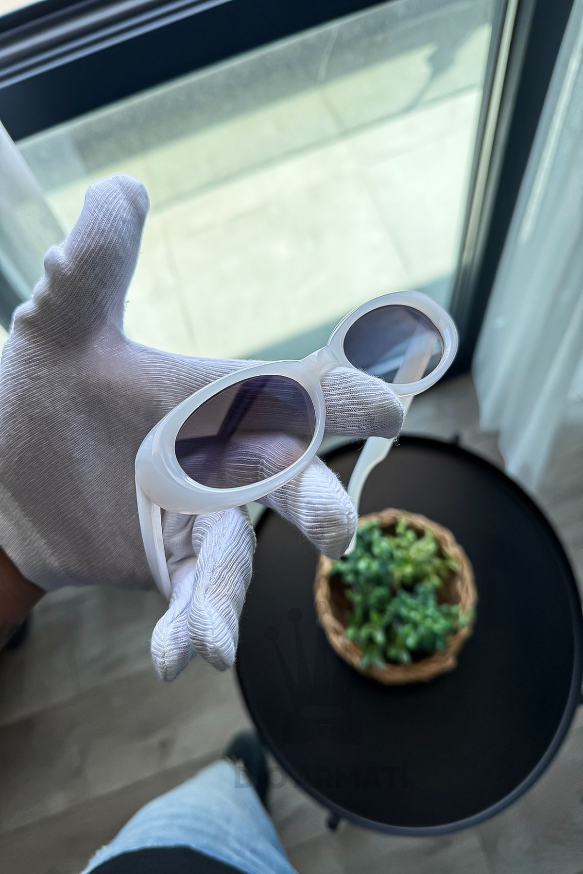 Güneş Gözlüğü Kadın & Erkek Uv400 Cam Ce Belgeli Bej Unisex Model-66 Beyaz