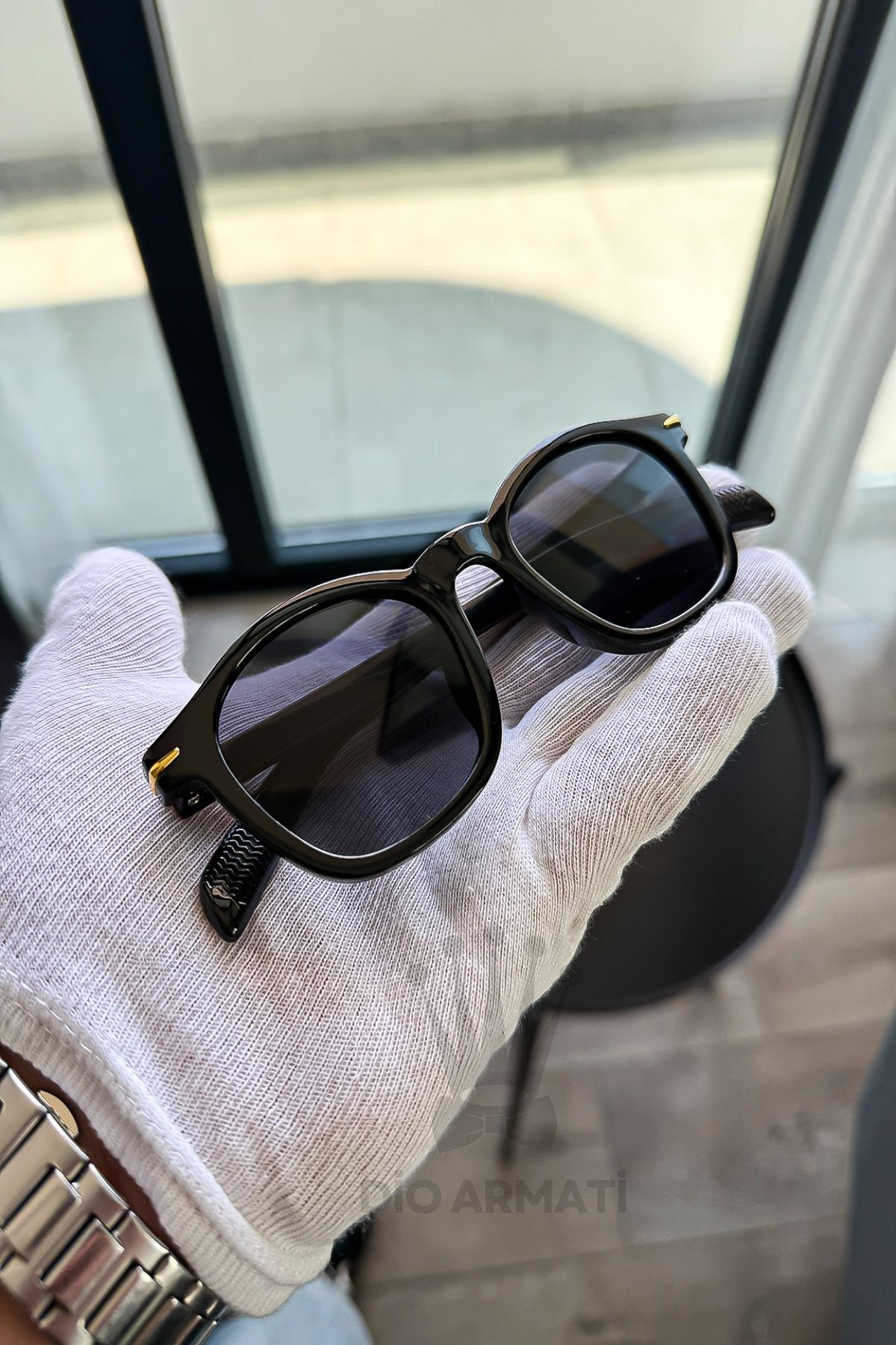 Güneş Gözlüğü Kadın & Erkek Uv400 Cam Ce Belgeli Bej Unisex Model-8 Siyah