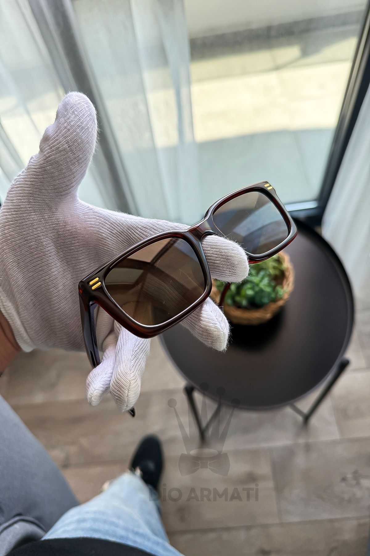 Güneş Gözlüğü Kadın & Erkek Uv400 Cam Ce Belgeli Bej Unisex Model-9 Kahverengi