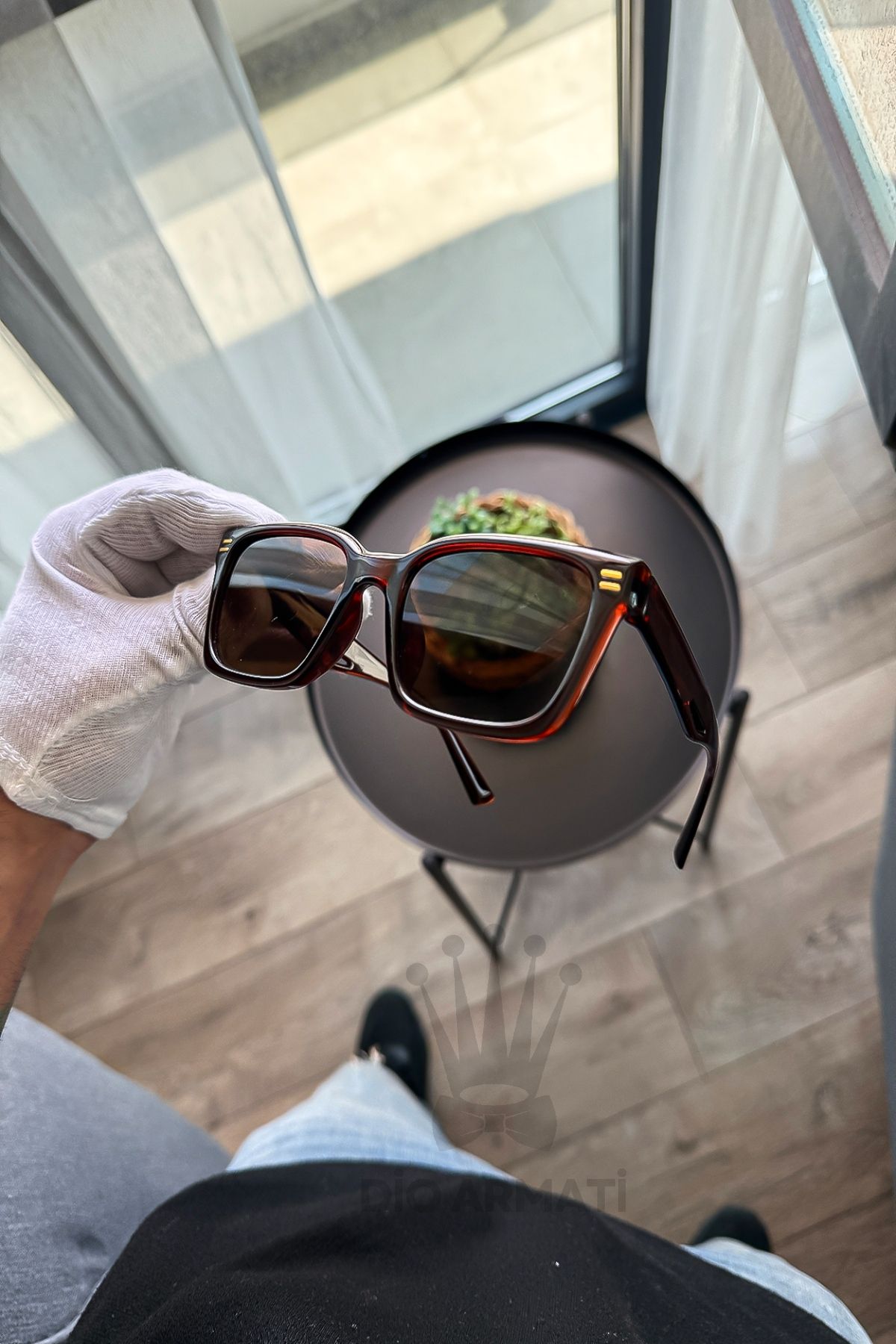 Güneş Gözlüğü Kadın & Erkek Uv400 Cam Ce Belgeli Bej Unisex Model-9 Kahverengi