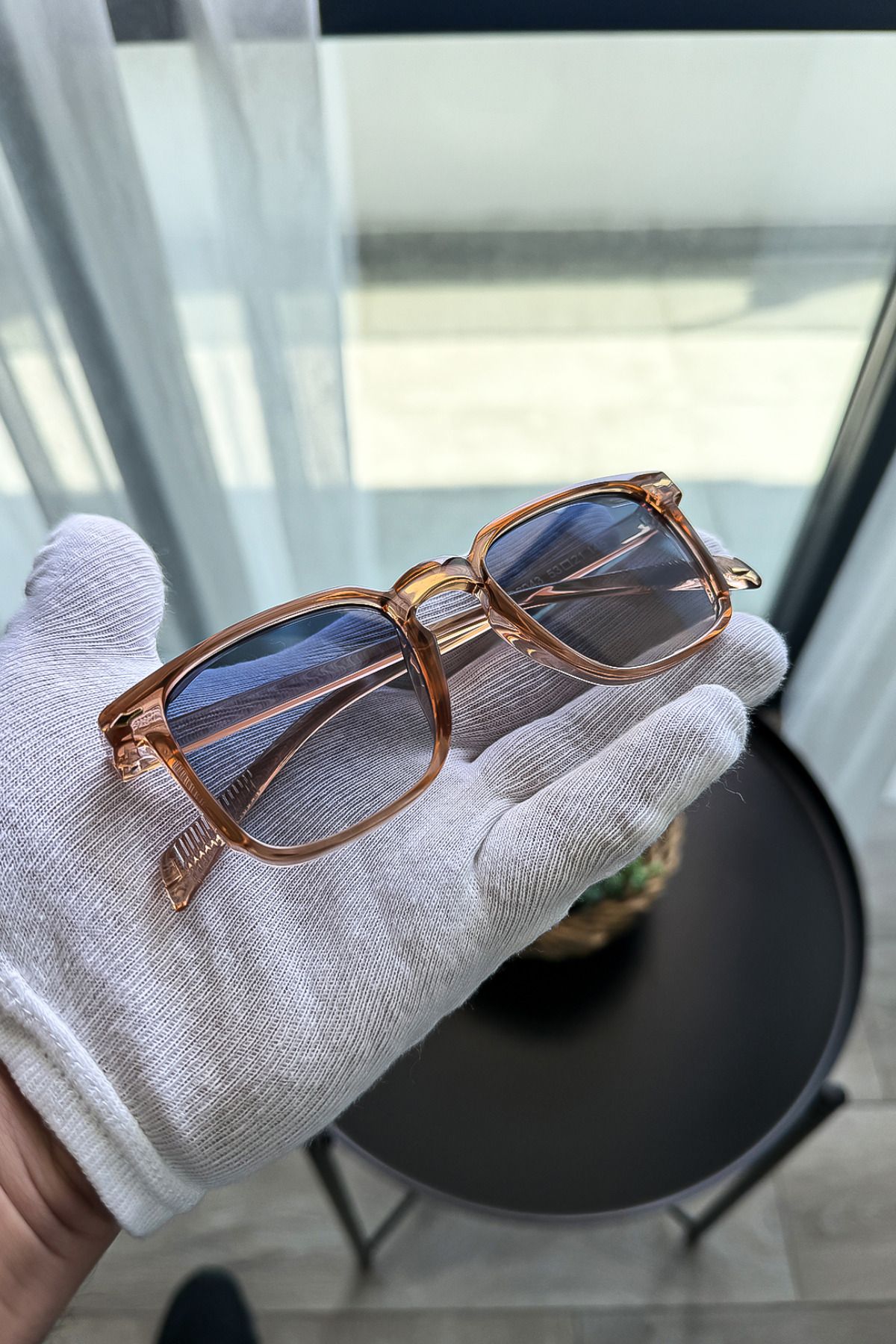 Güneş Gözlüğü Kadın & Erkek Uv400 Cam Ce Belgeli Kahverengi Slow Brown Degrade Açık Mavi