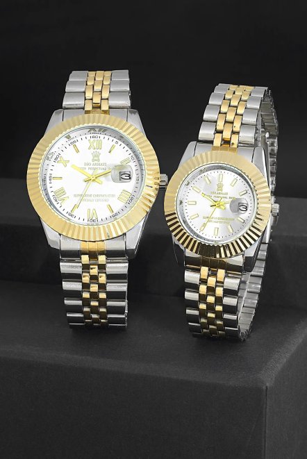 2 Li Sevgili Seti Paslanmaz Ipc Kaplama Lüx Spor Metal Erkek Kol Saati Da5641Ar48 Gümüş