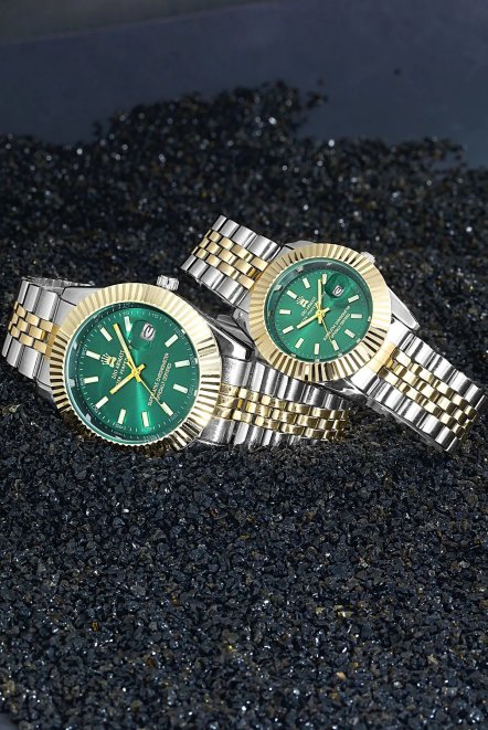 2 Li Sevgili Seti Paslanmaz Ipc Kaplama Lüx Spor Metal Erkek Kol Saati Da5641Ar48 Altın