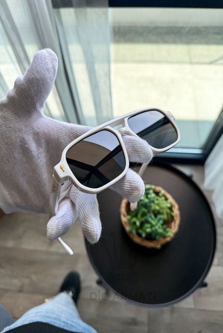 Güneş Gözlüğü Kadın & Erkek Uv400 Cam Ce Belgeli Bej Unisex Model-67 Beyaz